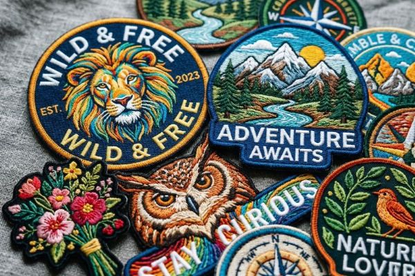 Custom embroidered patches with colorful thread work