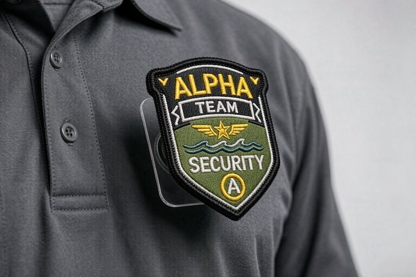 Magnetic patch attachment guide: embroidered patch held on uniform chest by hidden magnetic backing